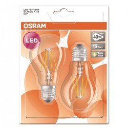 Pack de 2 ampoules LED E27 4 W (470 Lm) blanc chaud - OSRAM