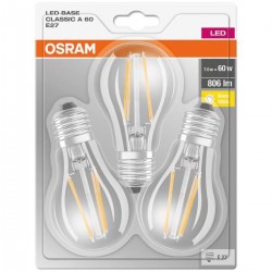Pack de 3 ampoules LED E27 7 W (806 Lm) blanc chaud - OSRAM